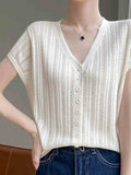 DressBerry Self Design V-Neck Extended Sleeves Regular Top