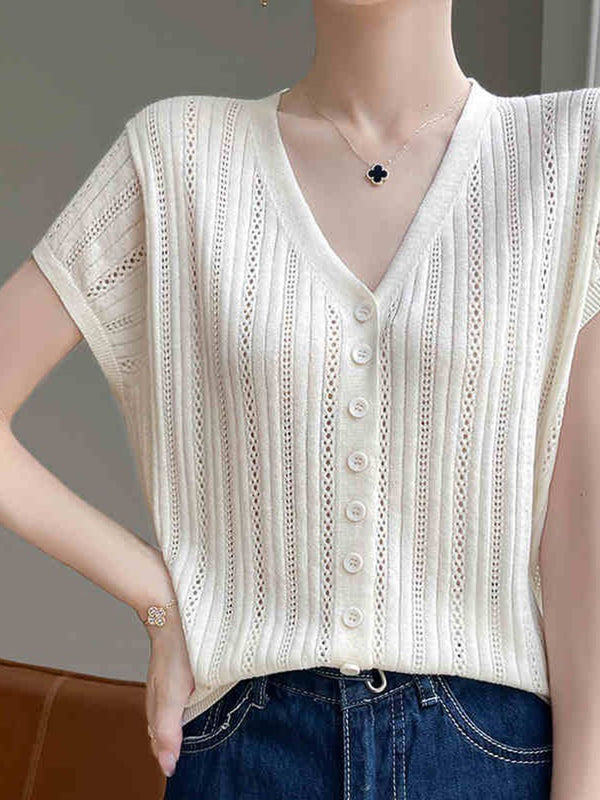 DressBerry Self Design V-Neck Extended Sleeves Regular Top