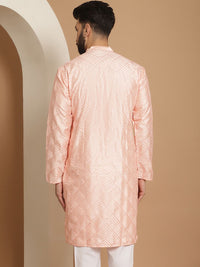 Anouk Men Pink Geometric Thread Work Kurta