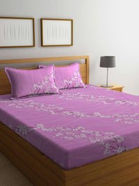 Myntra Elegant Homes White Floral Pure Cotton 400 TC King Superfine Bedsheet dengan 2 Sarung Bantal-98 x 89 inci