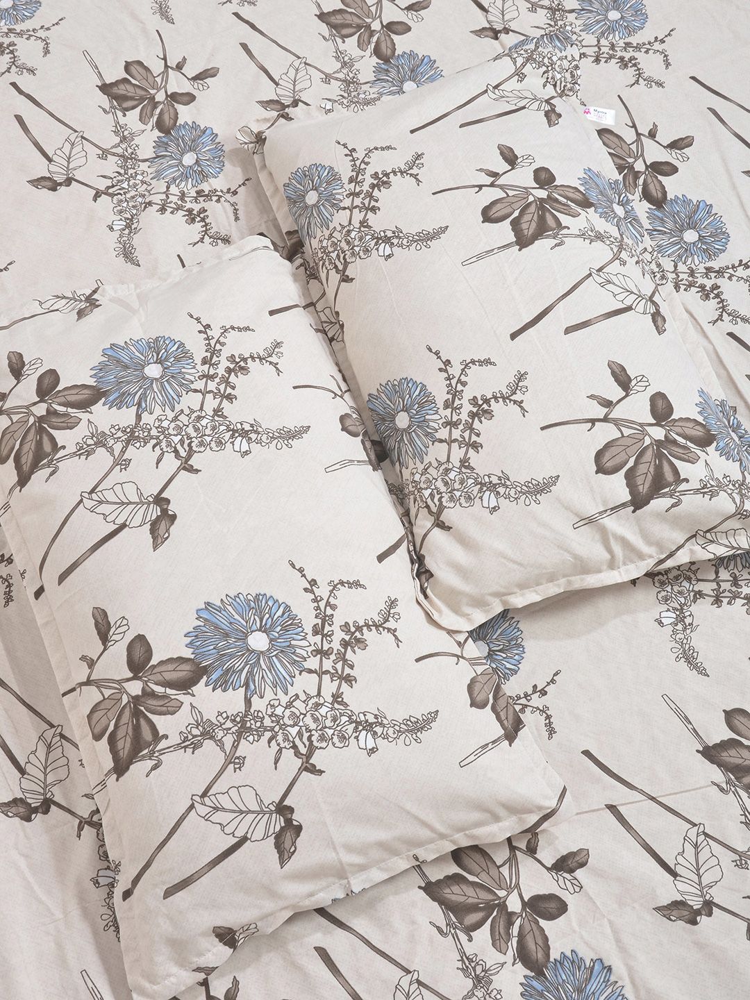Myntra Elegant Homes Cream Floral Printed Dilengkapi Cadar King 400TC & 2 Sarung Bantal