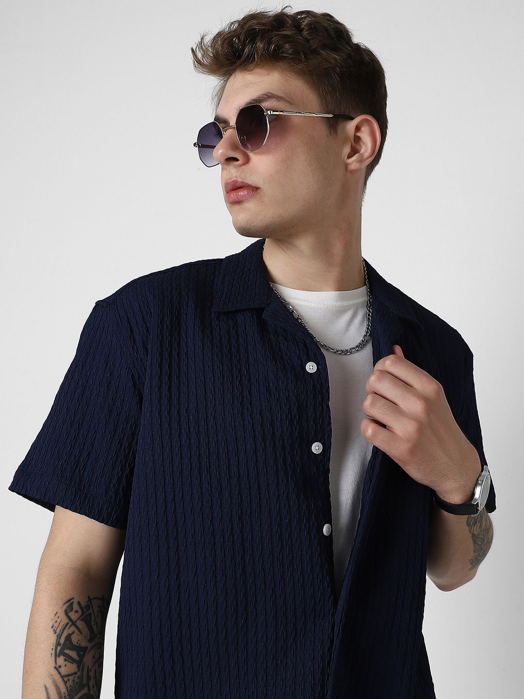 VASTRADO Men Self Design Opaque Oversized Casual Shirt