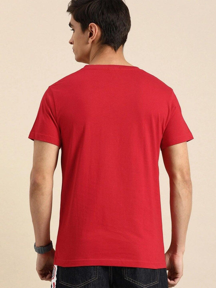 Bewakoof Men Red Typography Printed Pure Cotton T-shirt