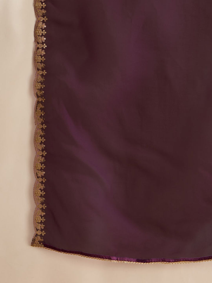 Indo Era Women Ethnic Motifs Embroidered Regular Velvet Kurta with Trousers & With Dupatta