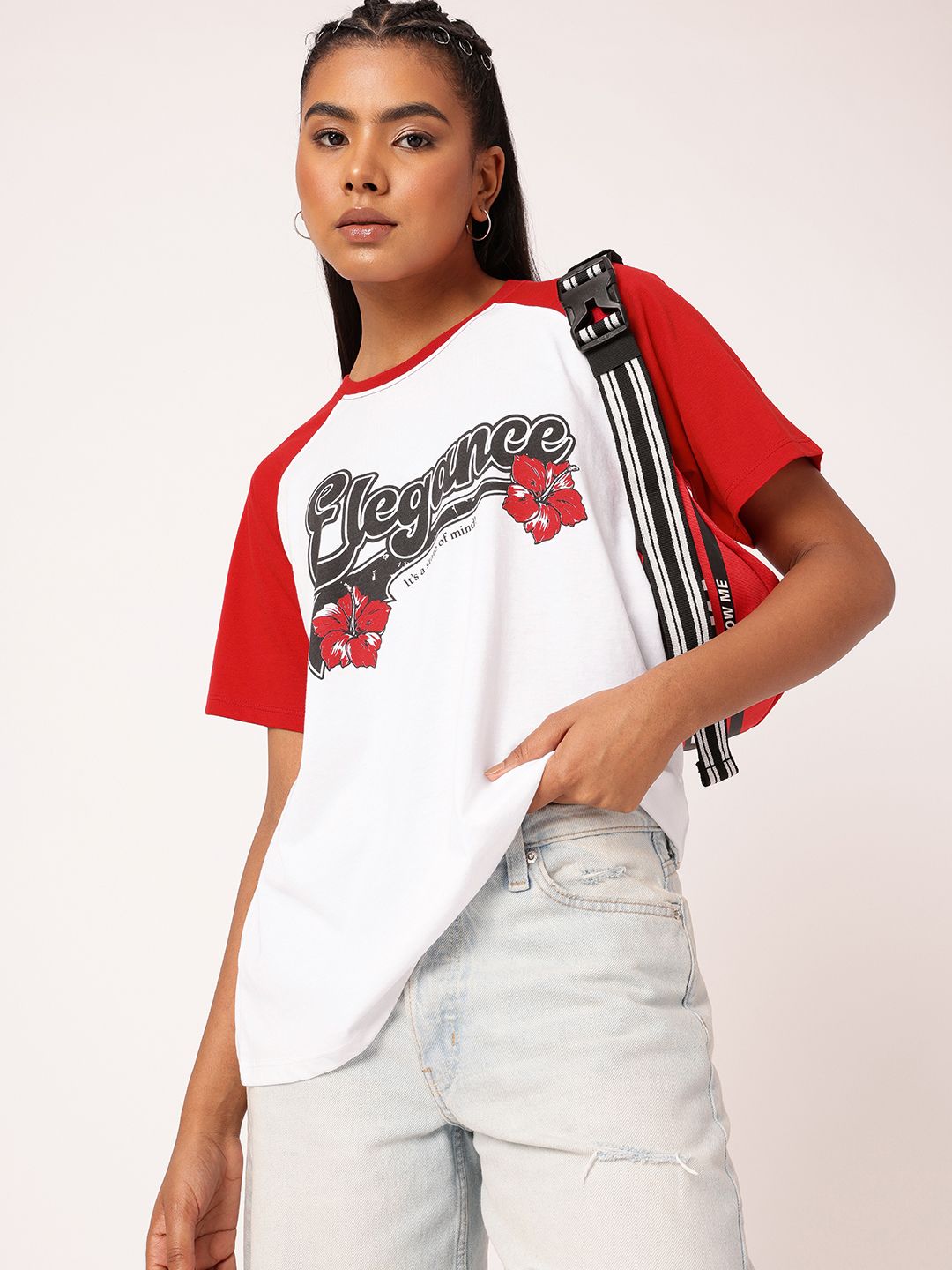 DressBerry Timeless Elegance Printed Raglan Sleeves Relaxed Fit T-shirt