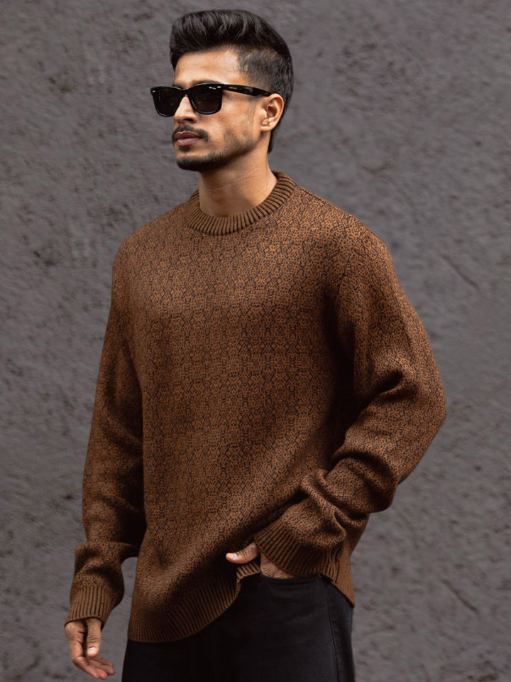 Powerlook Men Speckled Self-Design Acrylic Pullover Sweater