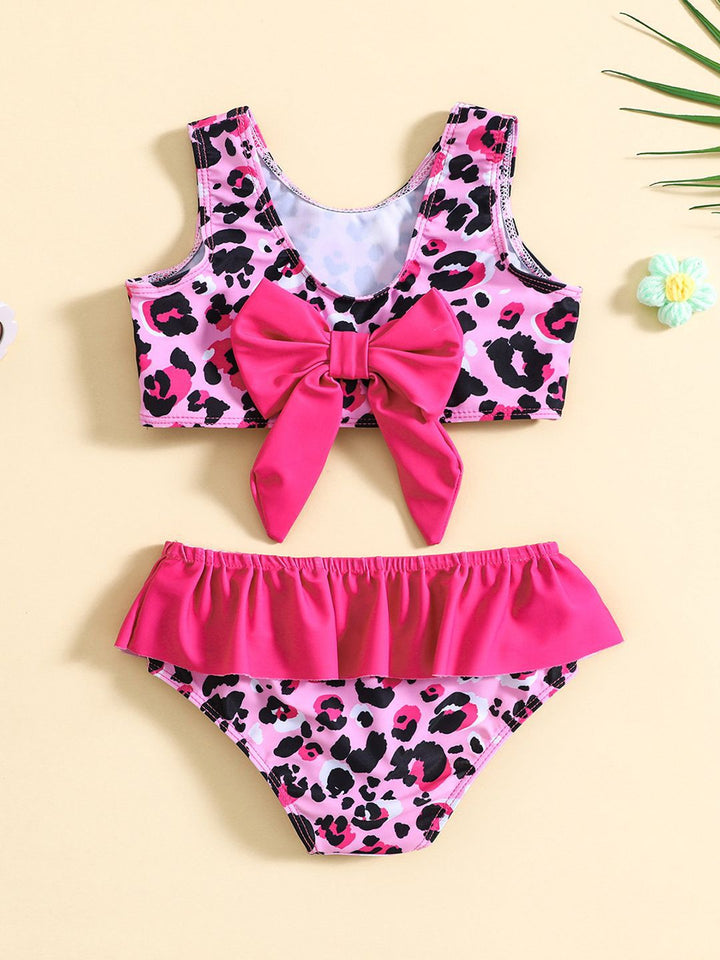 YK Girls Girls Abstract Printed Top & Briefs Swim Set