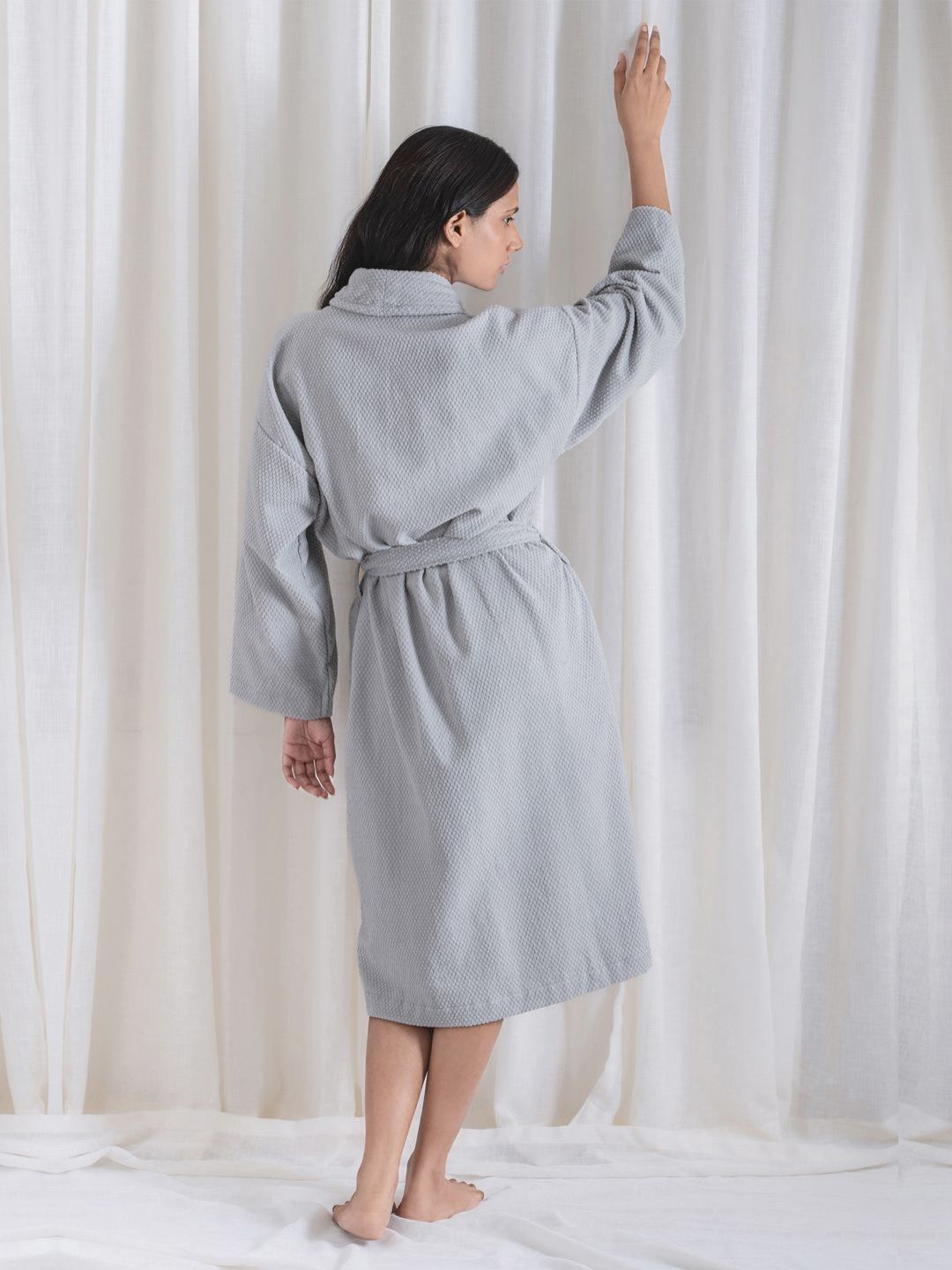 MYTRIDENT Grey 240 GSM Pure Cotton Bath Robe