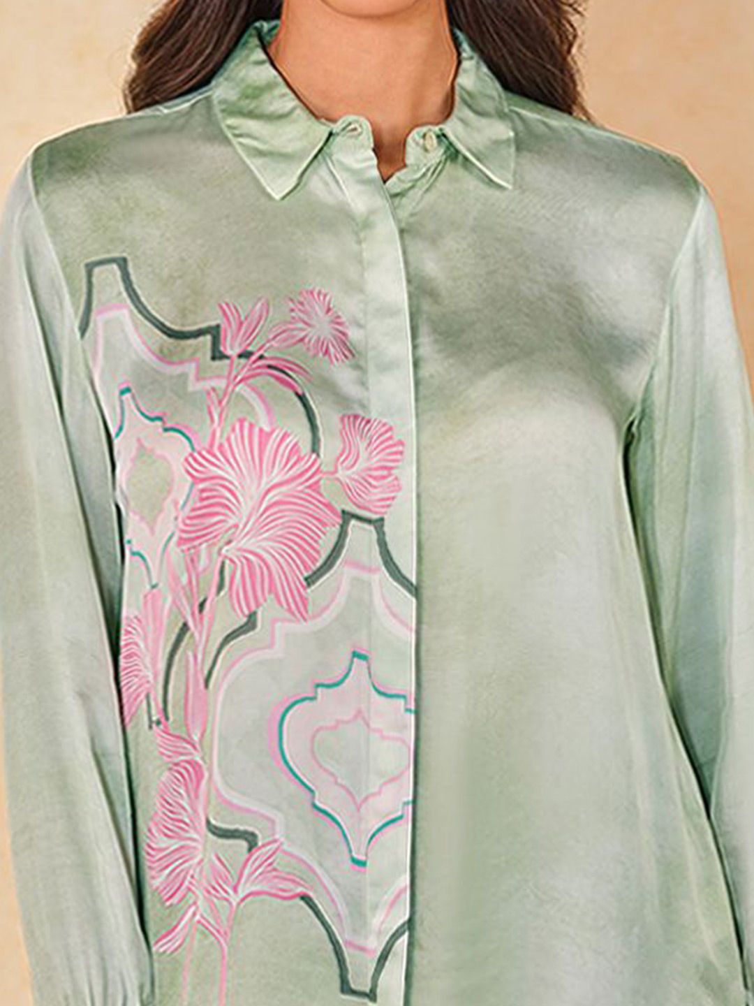 AND Floral Print Shirt Style Top