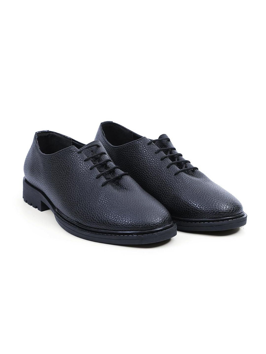 MONKSTORY Men Black Pebble Grain Textured Hybrid Slip-On Formal Shoes