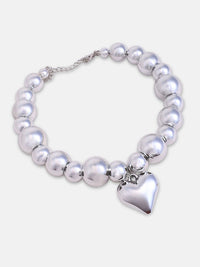 SOHI Metallic Metallic Silver-Lated Heart Heart Complace Complace Collar