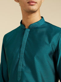 Diwas by Manyavar Geometric Woven Design Thread Work Mandarin Collar Straight Kurta