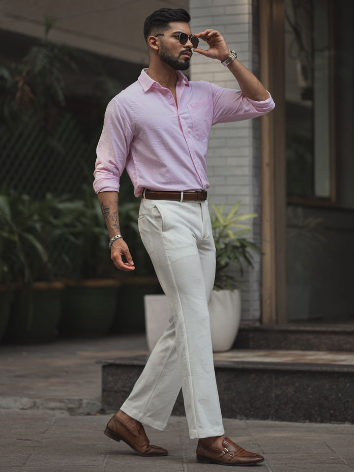 Powerlook Men Opaque Striped Casual Shirt