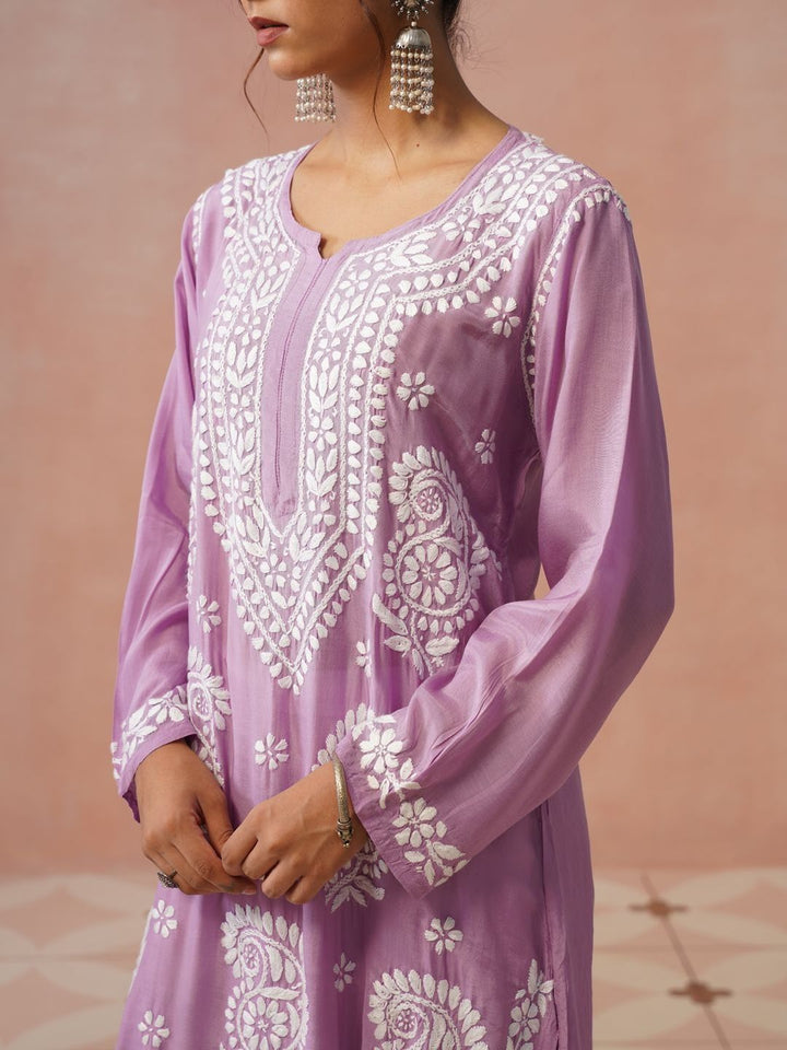 House of Chikankari Women Embroidered Chikankari White Romance Kurta