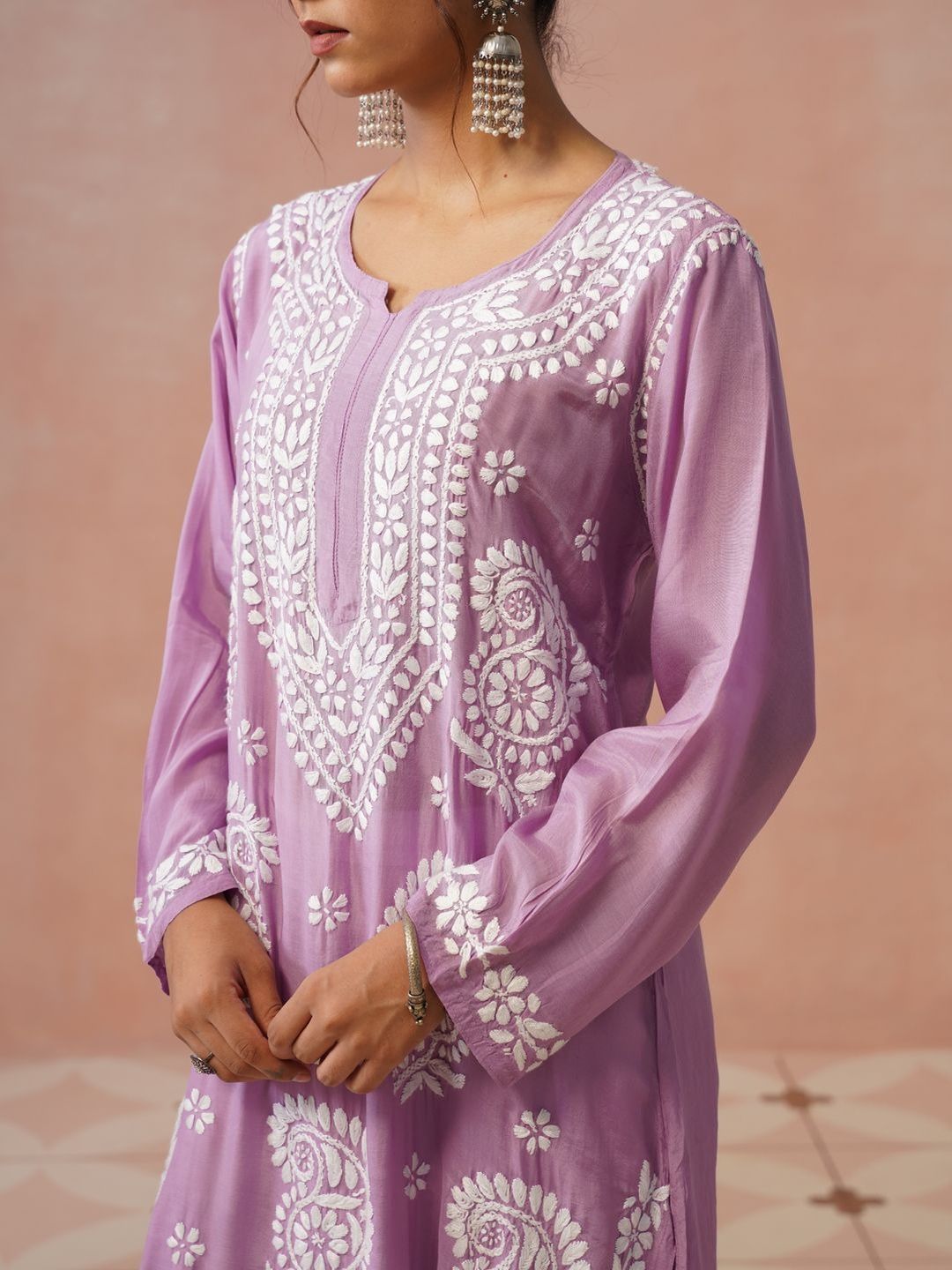 House of Chikankari Women Embroidered Chikankari White Romance Kurta