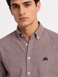 ADRO Men Brown & White Mini Checked Regular Fit Casual Cotton Shirt