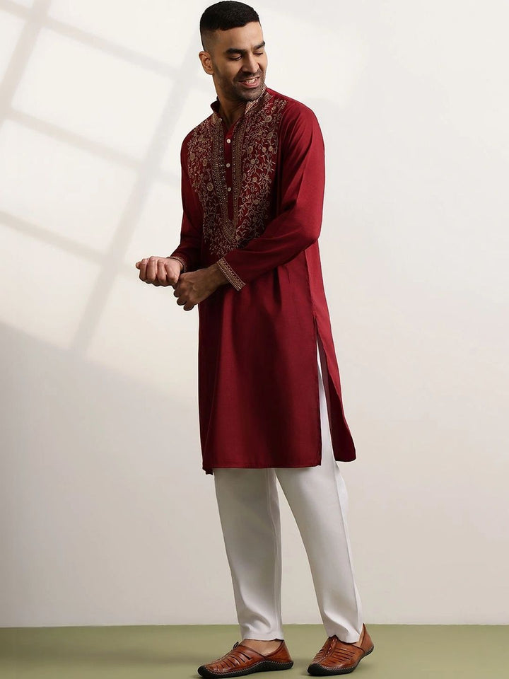 Anouk Men Ethnic Motifs Embroidered Regular Kurta with Pyjamas