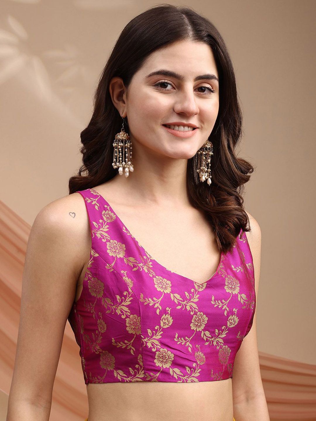 Tikhi Imli Woven Design Brocade Saree Blouse