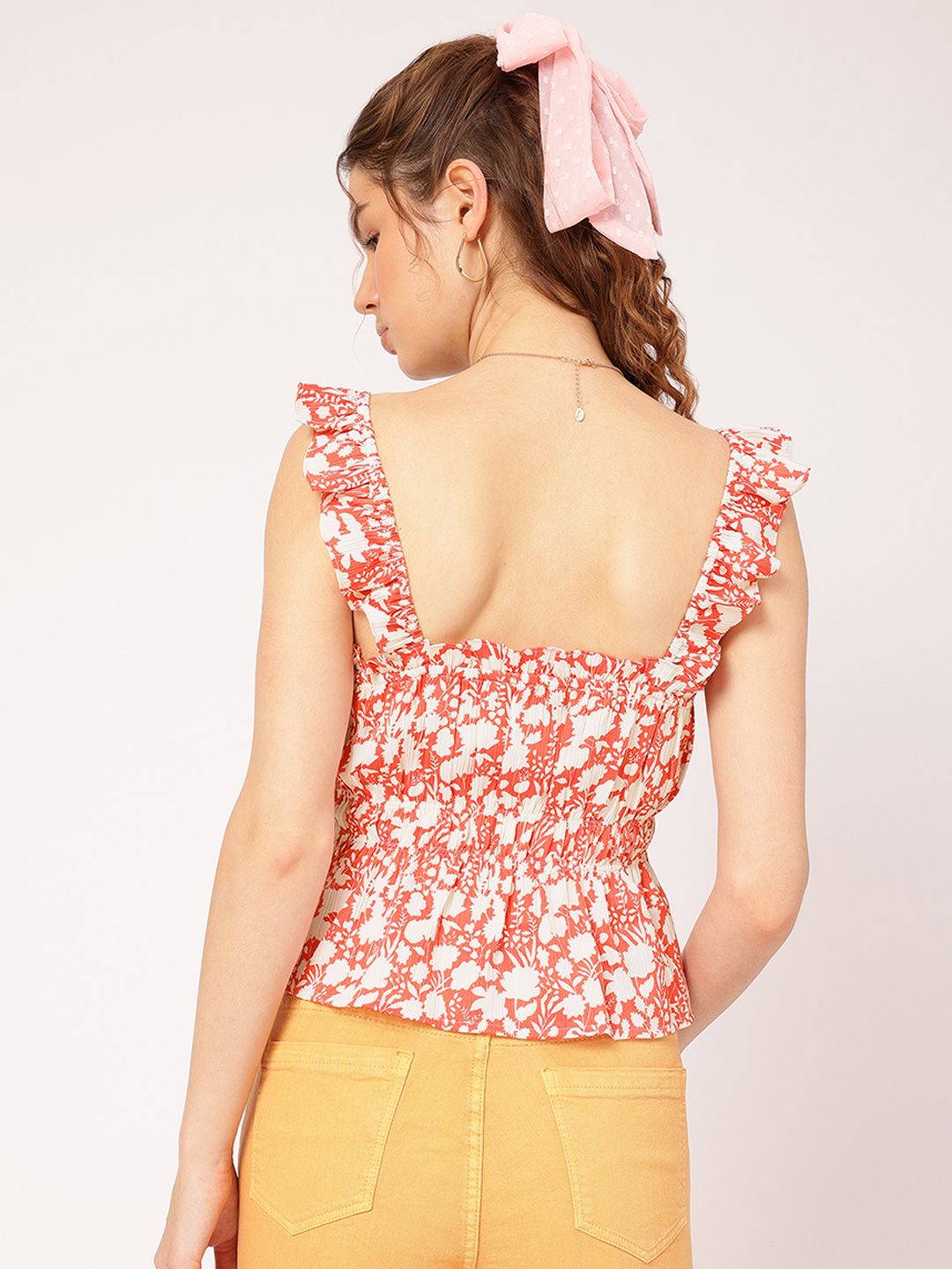 DressBerry Spring Fling Floral Cinched Waist Top