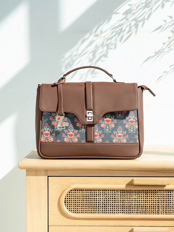 ZOUK Mughal Garden Printed Structured Satchel