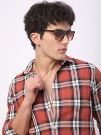 VASTRADO Men Classic Slim Fit Opaque Checked Casual Shirt
