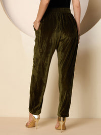 Antheaa Women Velvet Solid Smart Trousers
