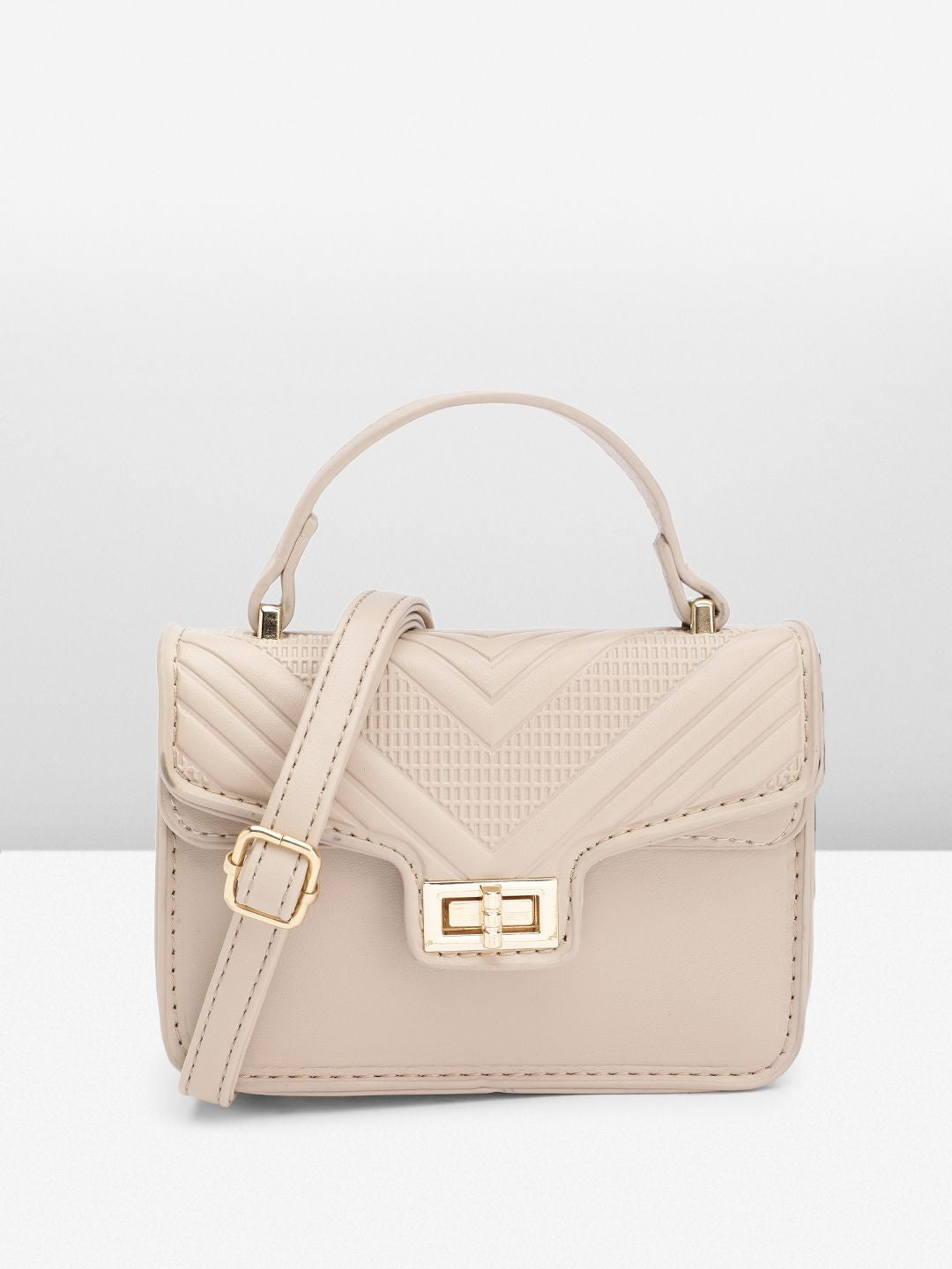 DressBerry Textured Structured Satchel Bag