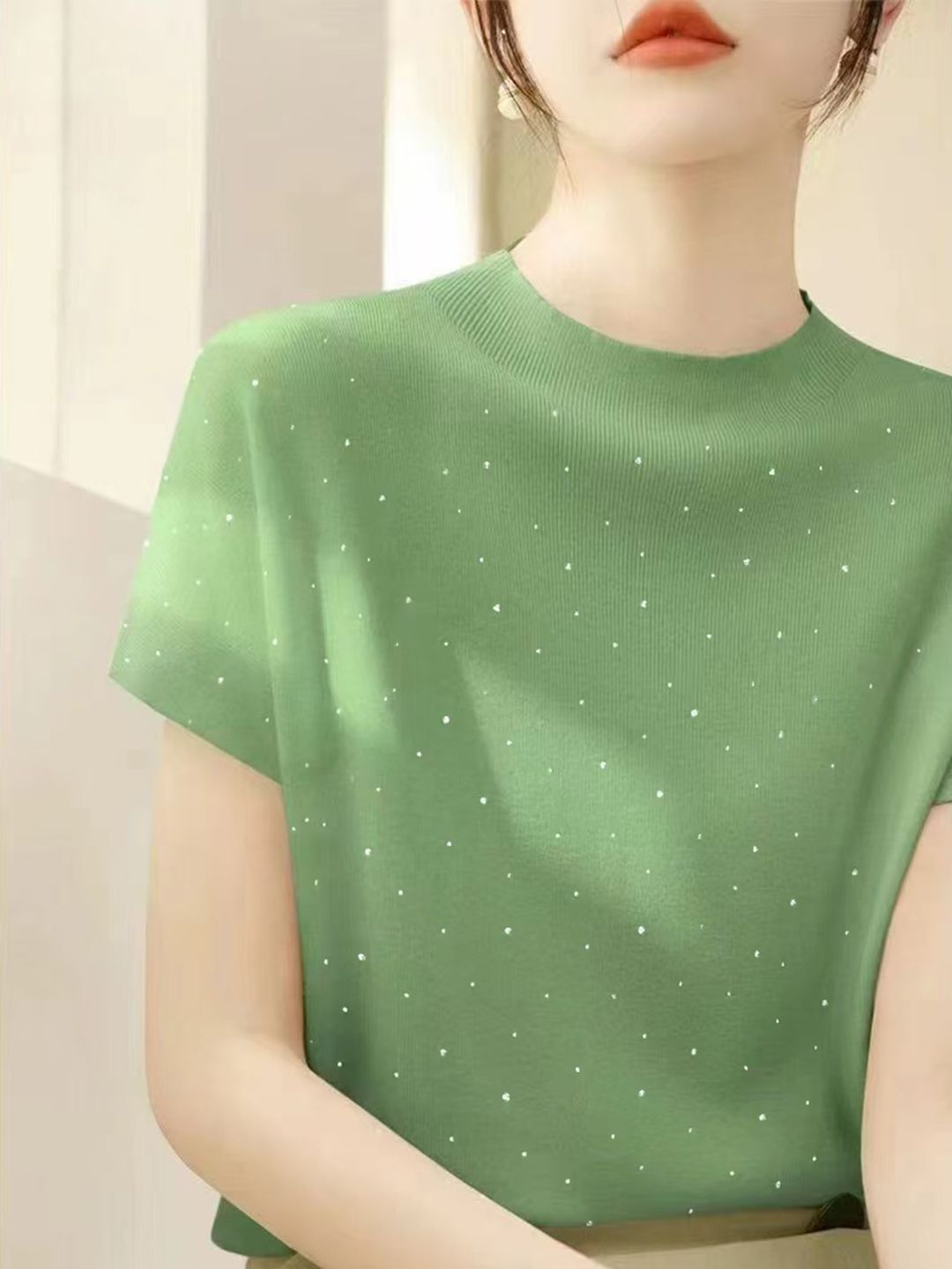 DressBerry Polka Dot Print Crop Top