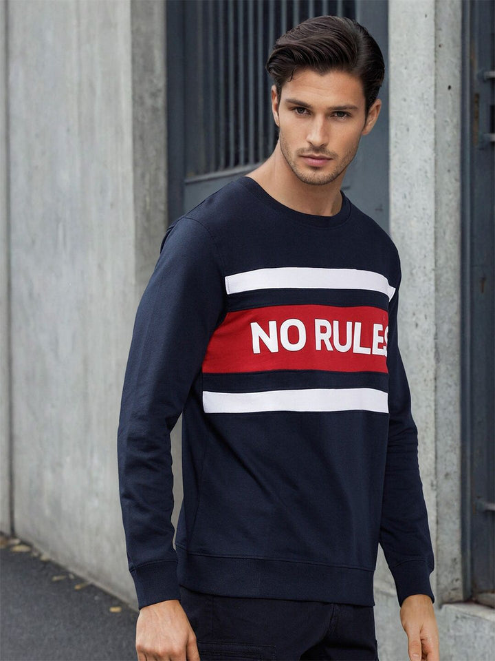 The Indian Garage Co Men Navy Blue Printed Sweatshirt