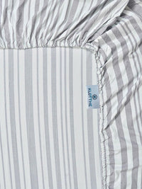 KLOTTHE Grey Striped 300 TC Single Bedsheet with 1 Pillow Covers