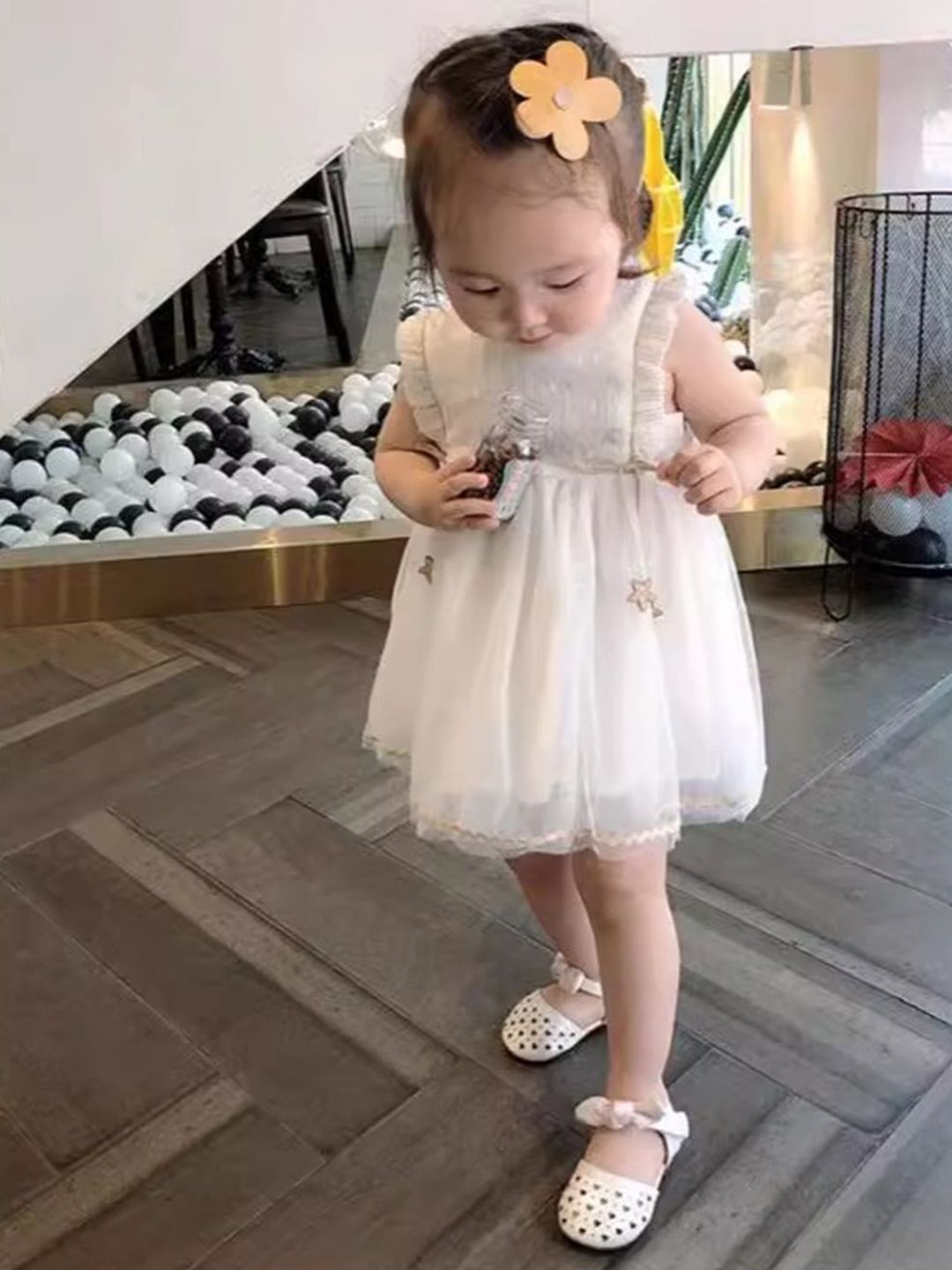 YK Girls Self Design Fit & Flare Dress