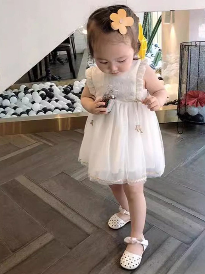 YK Girls Self Design Fit & Flare Dress