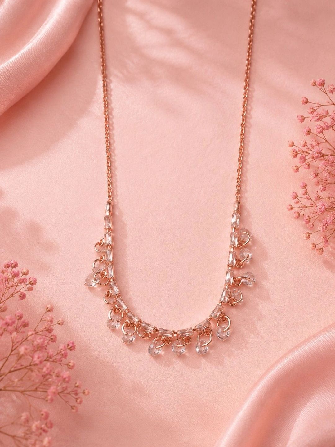 PANASH Women Rose Gold Crystal Beaded Statement Necklace