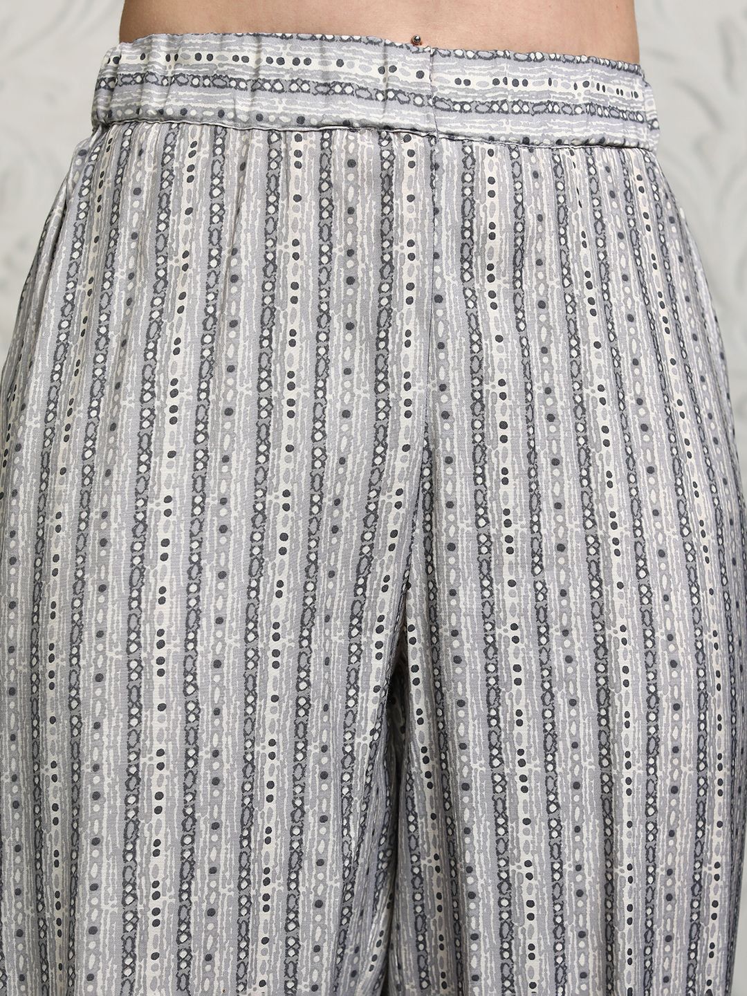 Vishudh Shirt Collar Striped Tunic With Trouser