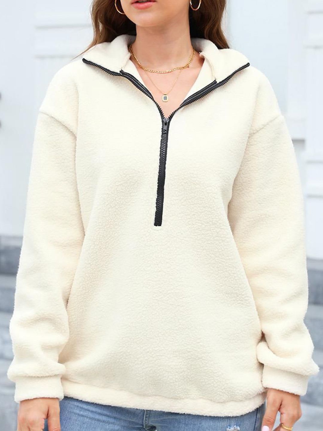 DressBerry Women Mock Collar Sweatshirt