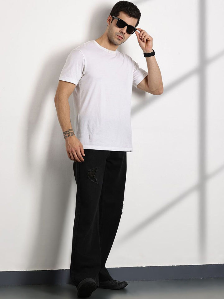 Thomas Scott Men Smart Mid-Rise Baggy Fit Cotton Non Stretchable Jeans