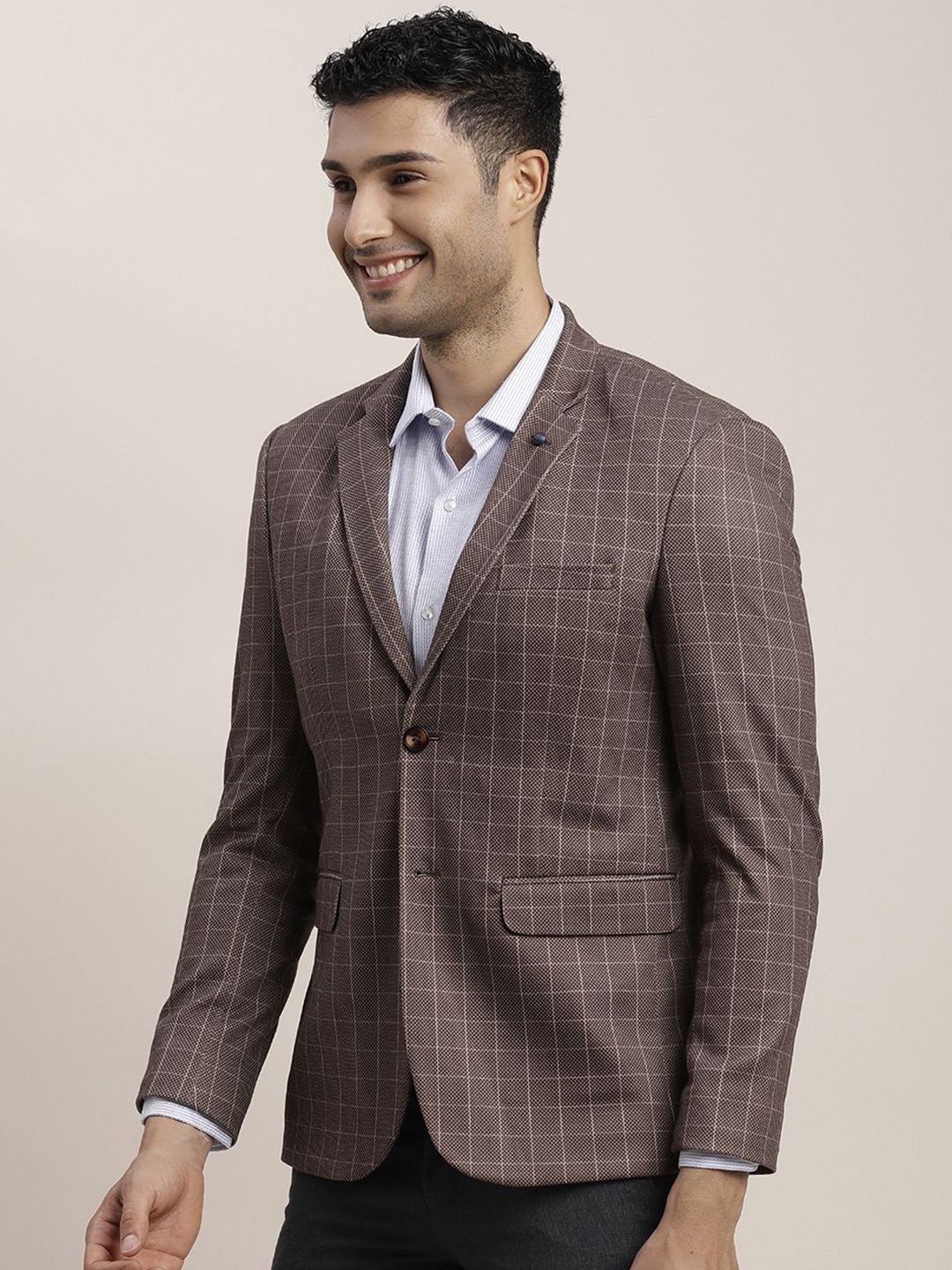 Turtle Checked Single-Breasted Causal Blazer