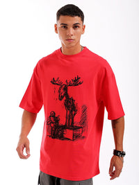The Indian Garage Co Men Graphic Printed Oversized Round Neck T-shirt