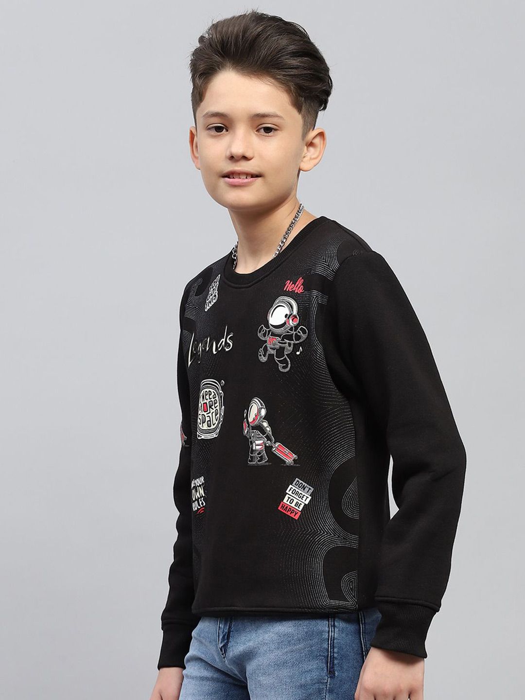 Monte Carlo Boys Printed Cotton Casual Pullover Sweatshirt