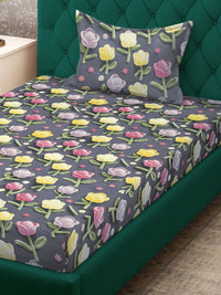 Klotthe Floral Printed Dipasang Cadar 7D Single 300 TC Dengan Sarung Bantal-2.25 m x 1.5 m