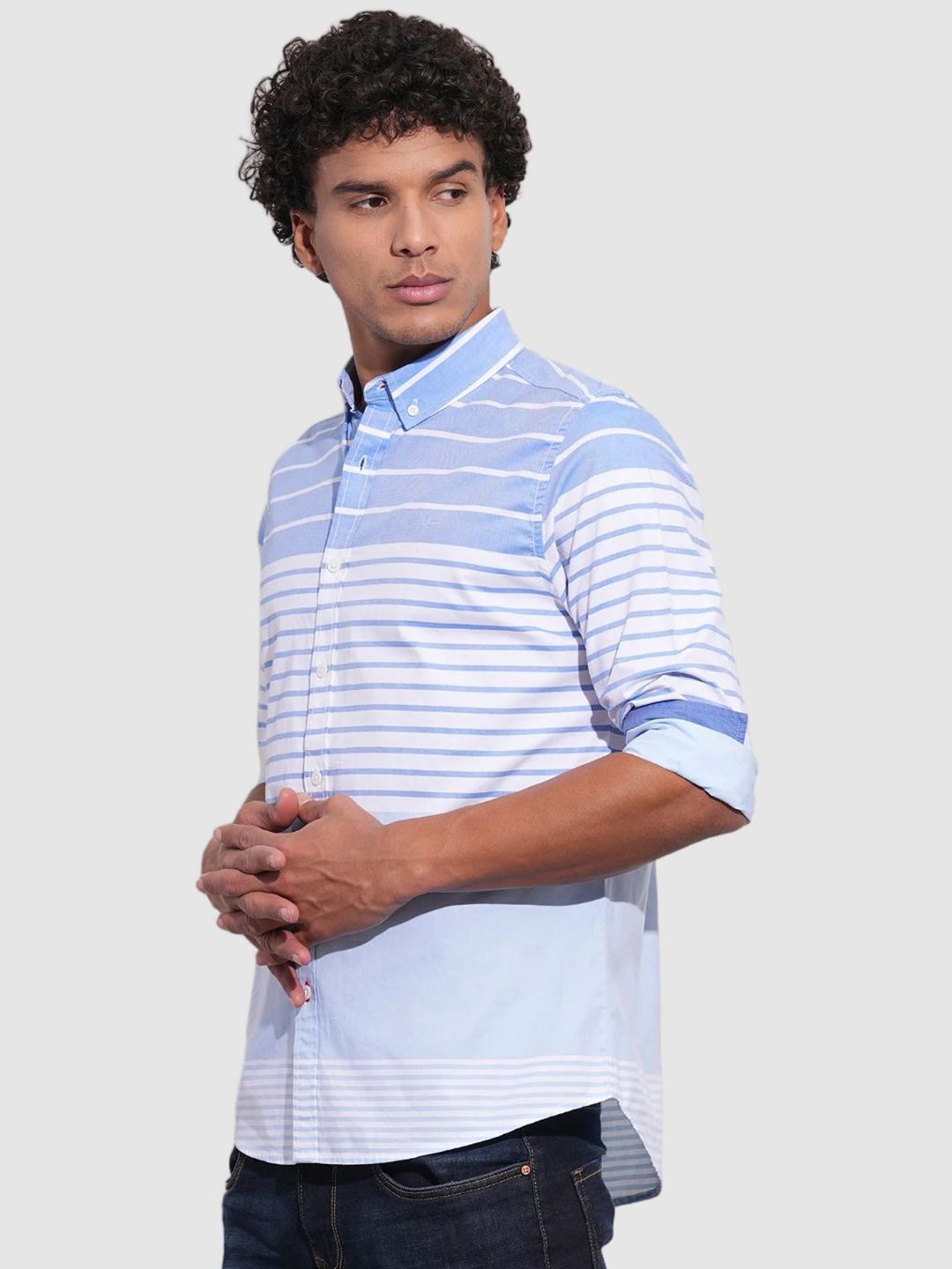 Being Human Men Classic Slim Fit Horizontal Stripes Opaque Striped Casual Shirt