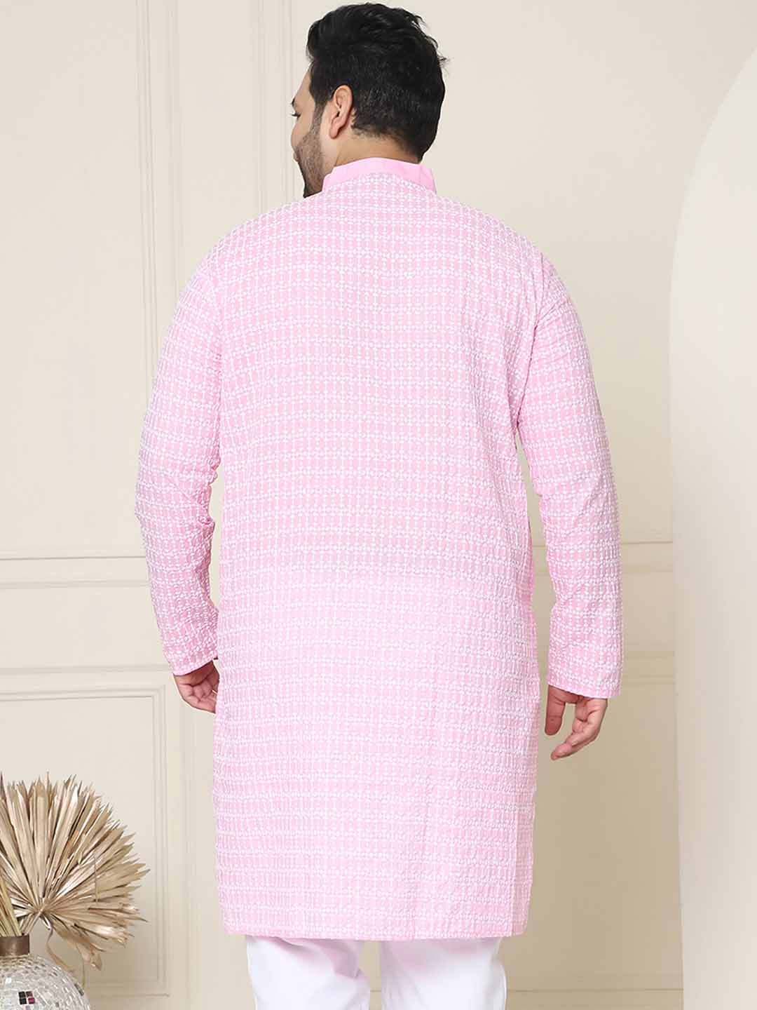 SOJANYA PLUS Geometric Embroidered Mandarin Collar Pure Cotton Straight Kurta