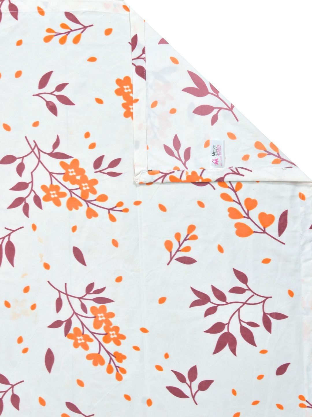 Myntra Elegant Homes White Floral Polycotton 300 TC King Fine Bedsheet with 2 Pillow Covers-98 x 89 inches