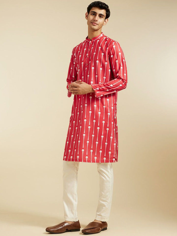 Diwas by Manyavar Geometric Printed Mandarin Collar Straight Kurta