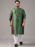 SOJANYA PLUS Size Geometric Woven Design Band Collar Straight Kurta