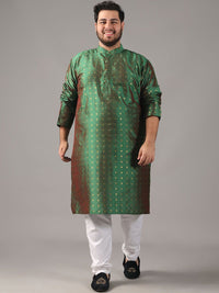 SOJANYA PLUS Size Geometric Woven Design Band Collar Straight Kurta