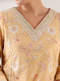 Mamicha Women Floral Printed Regular Thread Work Kurta with Trousers & With Dupatta