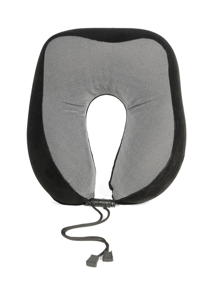 Teakwood Leathers Black Faux Velvet Breathable Travel Pillow