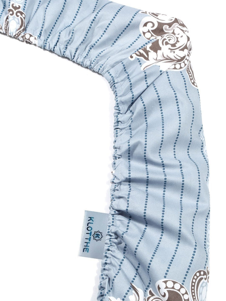 KLOTTHE Motif Etnik Kelabu Dicetak Dilengkapi Cadar Katil King Double 300 TC Dengan 2 Sarung Bantal