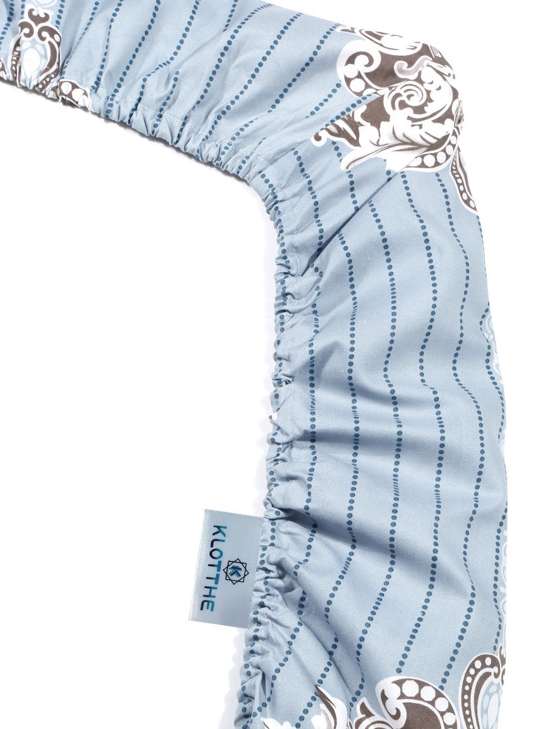 KLOTTHE Motif Etnik Kelabu Dicetak Dilengkapi Cadar Katil King Double 300 TC Dengan 2 Sarung Bantal